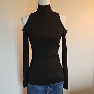 White House Black Market Black Cold Shoulder Bodysuit